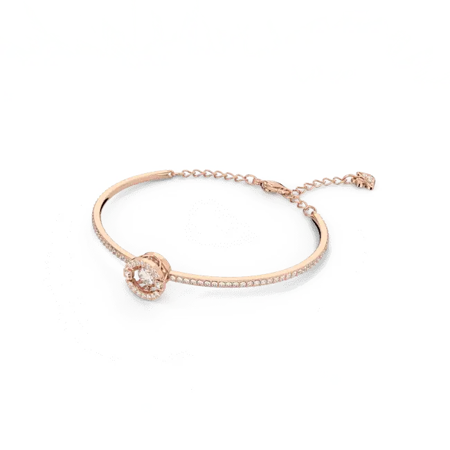 Swarovski Una Bangle Round Cut Pave White Rose Gold-Tone Plated - Bluestreak Crystals